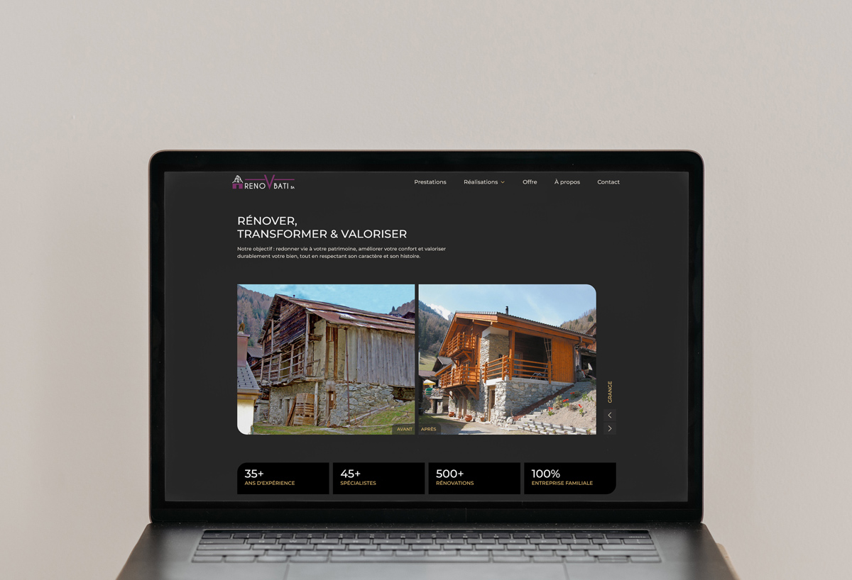 Site internet pour Renovbati SA - Rénovation Valais